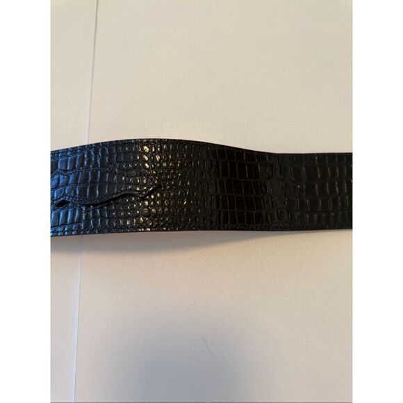 Vintage Chacon Ranger Belt Black Crocodile Sterling Silver 4 Piece Buckle Sz 30 main image 7